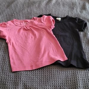 Pink and black short-sleeve solid girls shirts